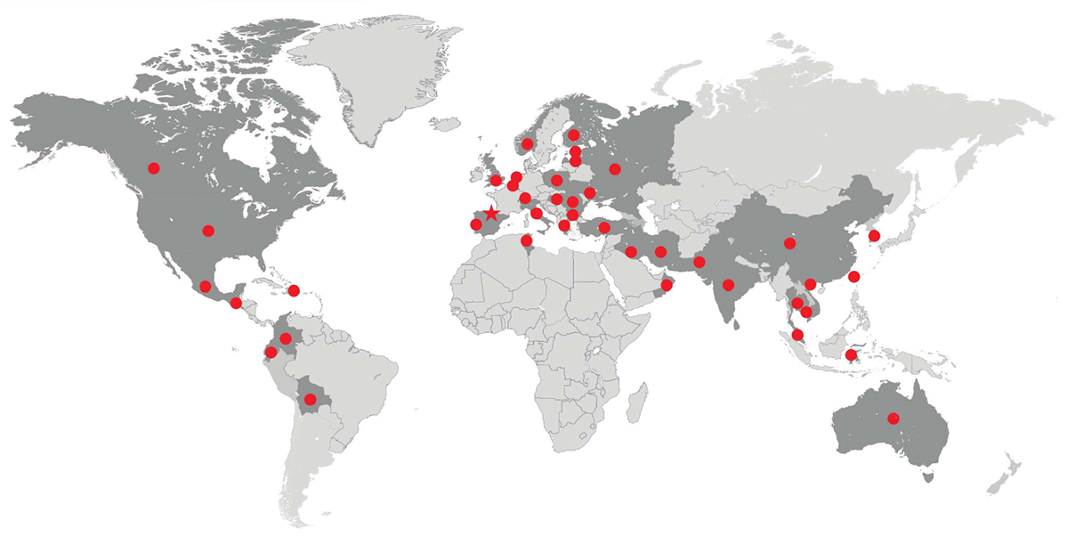 Mapa de los países con los que trabaja Innovation Lab Solutions
